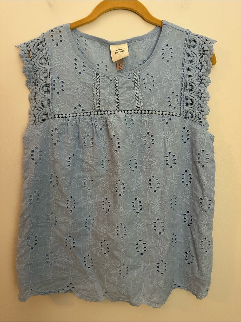 Knox Rose Cap Sleeve Blouse Small Light Blue EUC